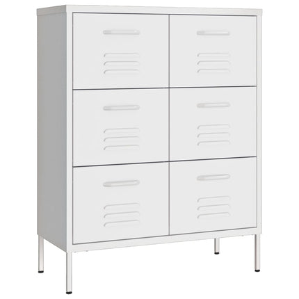 kommode 80x35x101,5 cm stål hvid