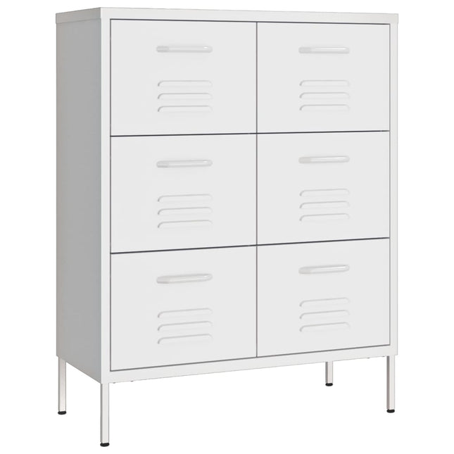 kommode 80x35x101,5 cm stål hvid