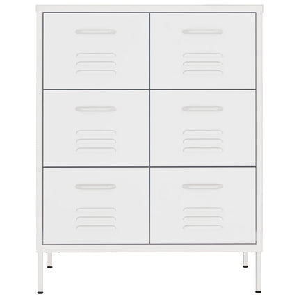 kommode 80x35x101,5 cm stål hvid