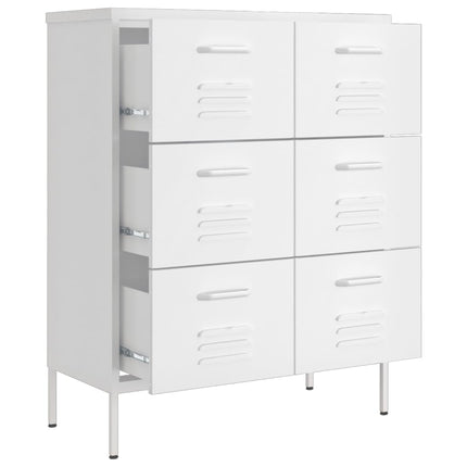 kommode 80x35x101,5 cm stål hvid