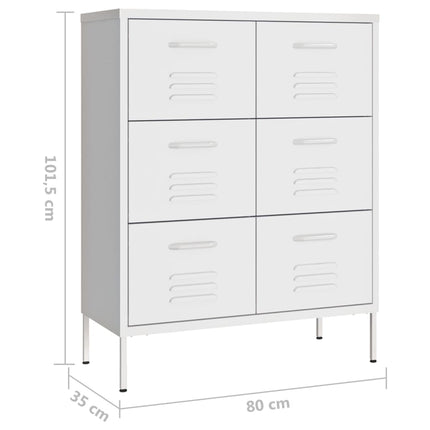 kommode 80x35x101,5 cm stål hvid