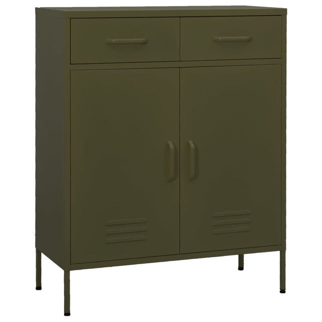 opbevaringsskab 80x35x101,5 cm stål olivengrøn