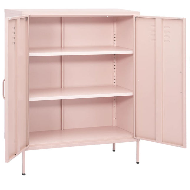 opbevaringsskab 80x35x101,5 cm stål lyserød