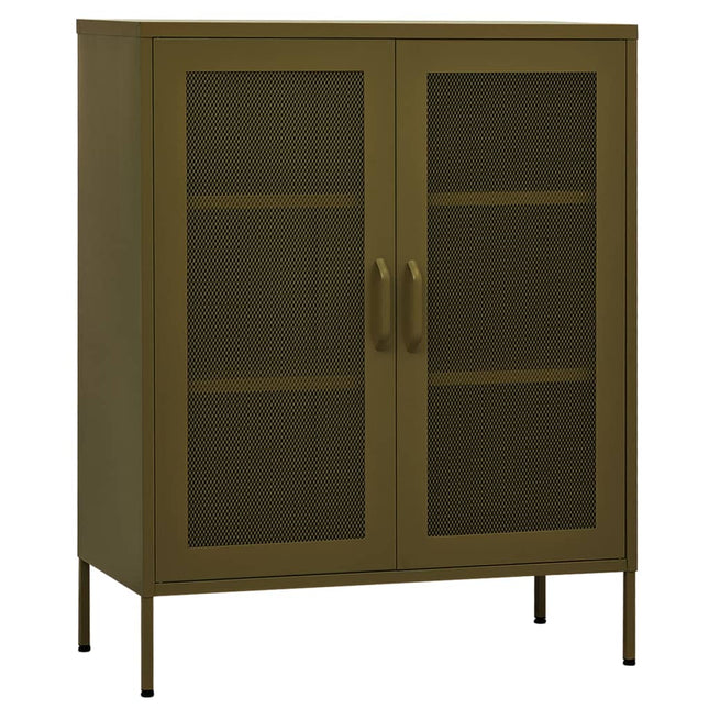 opbevaringsskab 80x35x101,5 cm stål olivengrøn