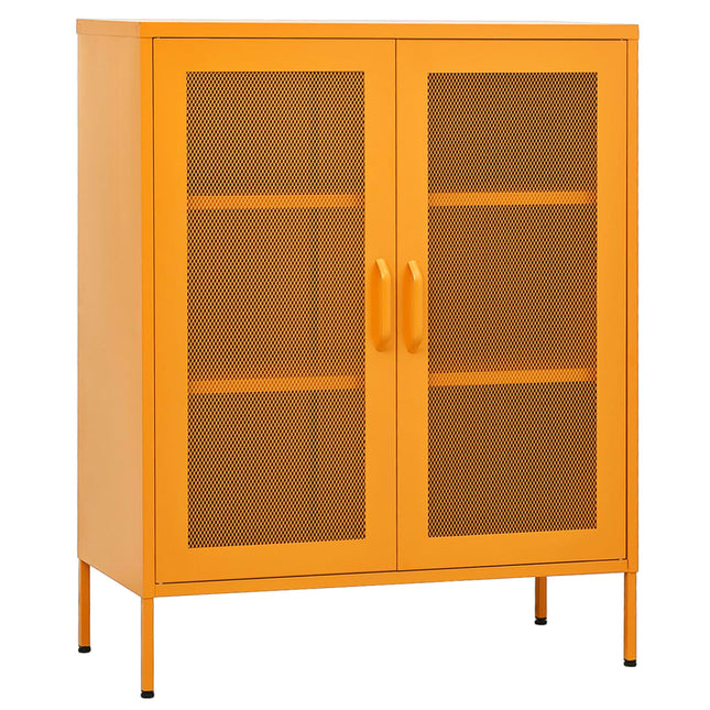 opbevaringsskab sennepsgul 80x35x101,5 cm stål