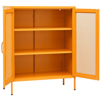 opbevaringsskab sennepsgul 80x35x101,5 cm stål