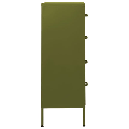 kommode 80x35x101,5 cm olivengrøn