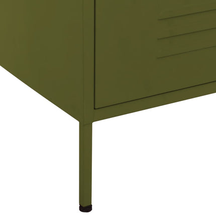 kommode 80x35x101,5 cm olivengrøn
