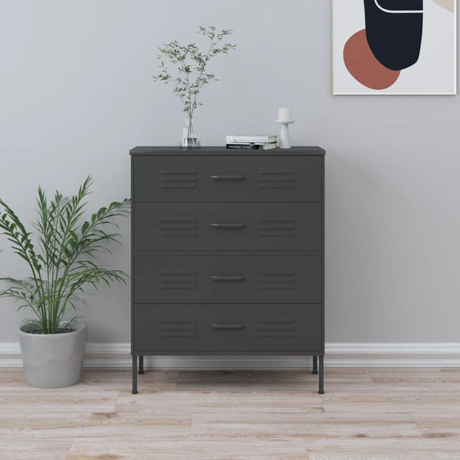 kommode 80x35x101,5 cm Antracitgrå