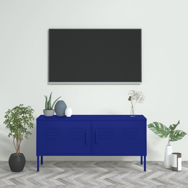 tv-skab 105x35x50 cm stål Marineblå