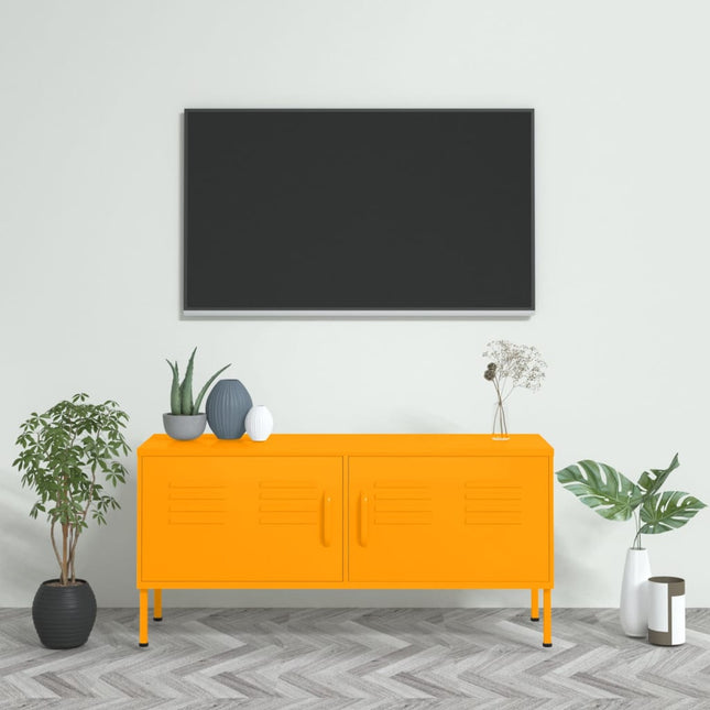 tv-skab 105x35x50 cm stål  Sennepsgul