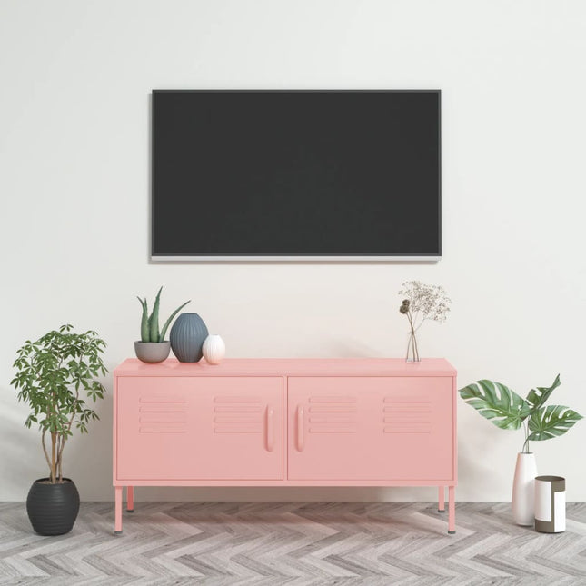 tv-skab 105x35x50 cm stål Lyserød