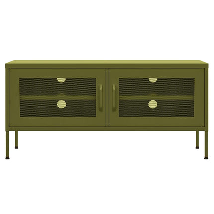 tv-skab 105x35x50 cm stål olivengrøn