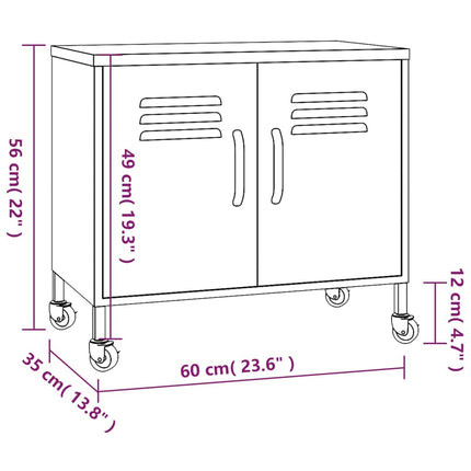 opbevaringsskab 60x35x56 cm stål sort