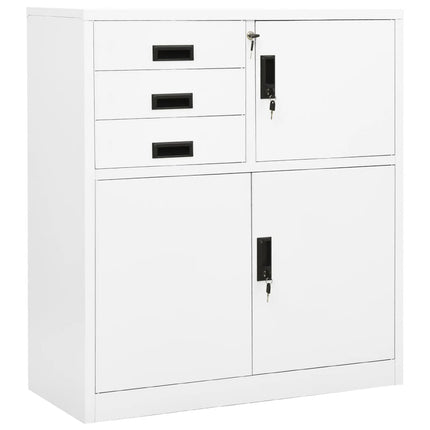 kontorskab 90x40x102 cm stål hvid
