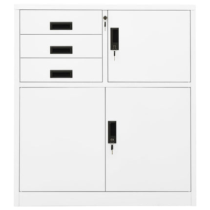 kontorskab 90x40x102 cm stål hvid