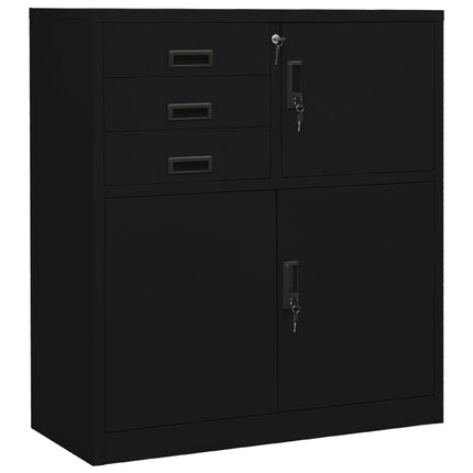 kontorskab 90x40x102 cm stål sort