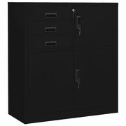 kontorskab 90x40x102 cm stål sort