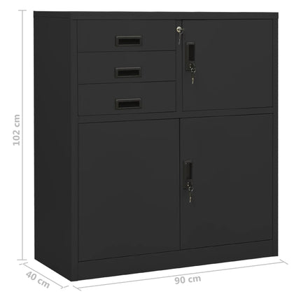 kontorskab 90x40x102 cm stål antracitgrå