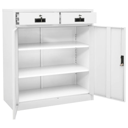 kontorskab 90x40x102 cm stål hvid