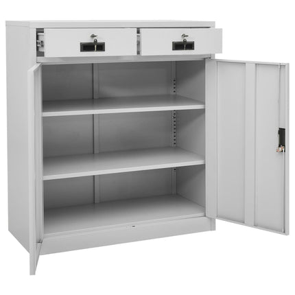 kontorskab 90x40x102 cm stål lysegrå