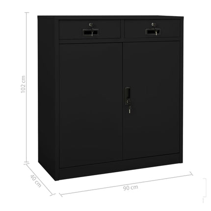 kontorskab 90x40x102 cm stål sort