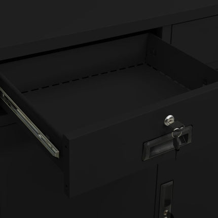 kontorskab 90x40x102 cm stål sort