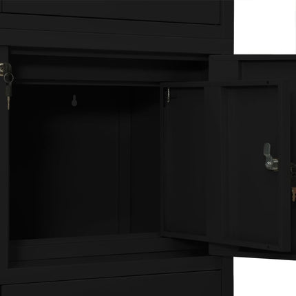 kontorskab 90x40x180 cm stål sort