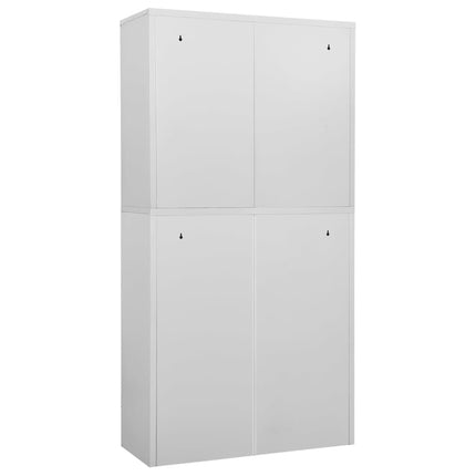 kontorskab 90x40x180 cm stål og hærdet glas lysegrå