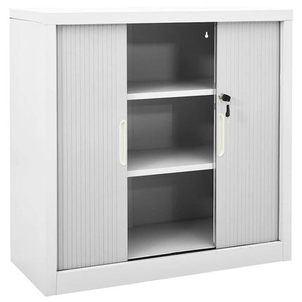 skab med skydelåger 90x40x90 cm stål grå