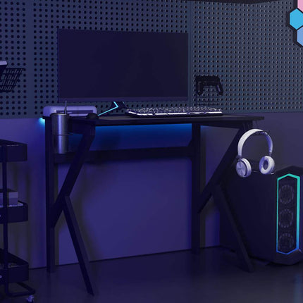 gamerbord 90x60x75 cm K-formede ben sort