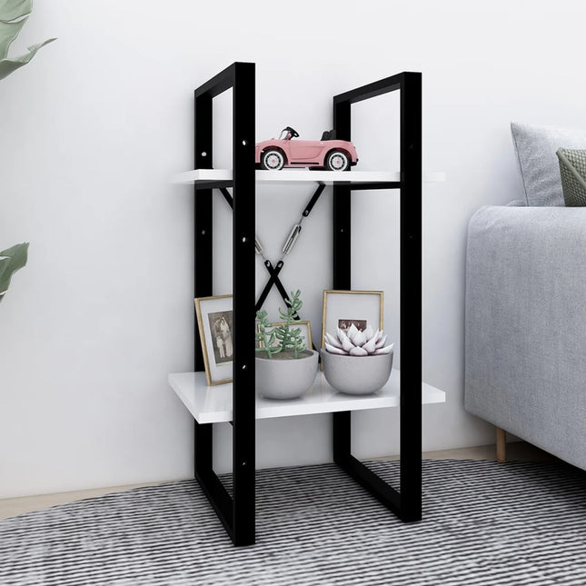 bogreol med 2 hylder 40x30x70 cm konstrueret træ hvid