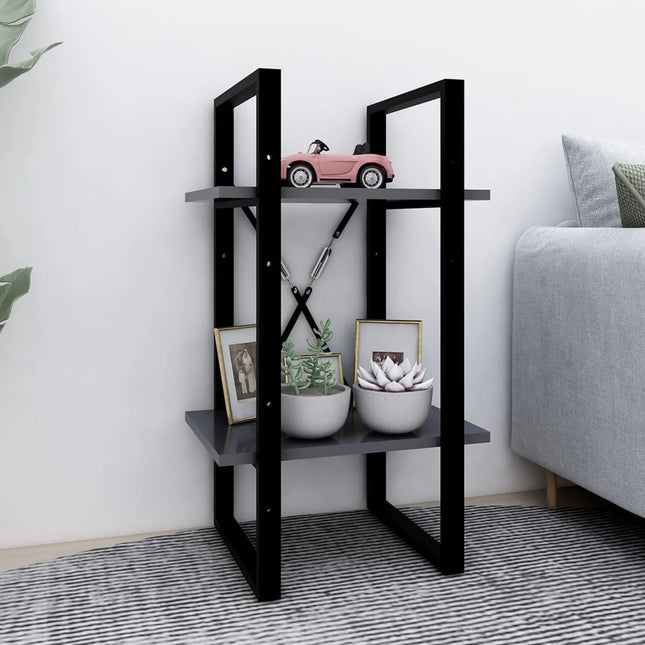 bogreol med 2 hylder 40x30x70 cm konstrueret træ grå