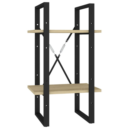 bogreol med 2 hylder 40x30x70 cm konstrueret træ sonoma-eg