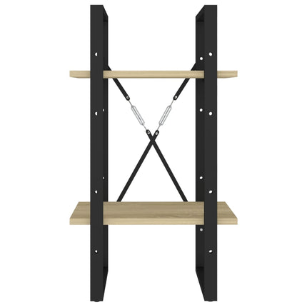 bogreol med 2 hylder 40x30x70 cm konstrueret træ sonoma-eg