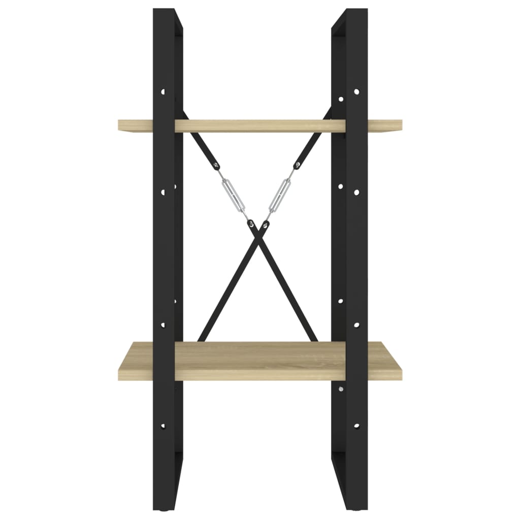 bogreol med 2 hylder 40x30x70 cm konstrueret træ sonoma-eg