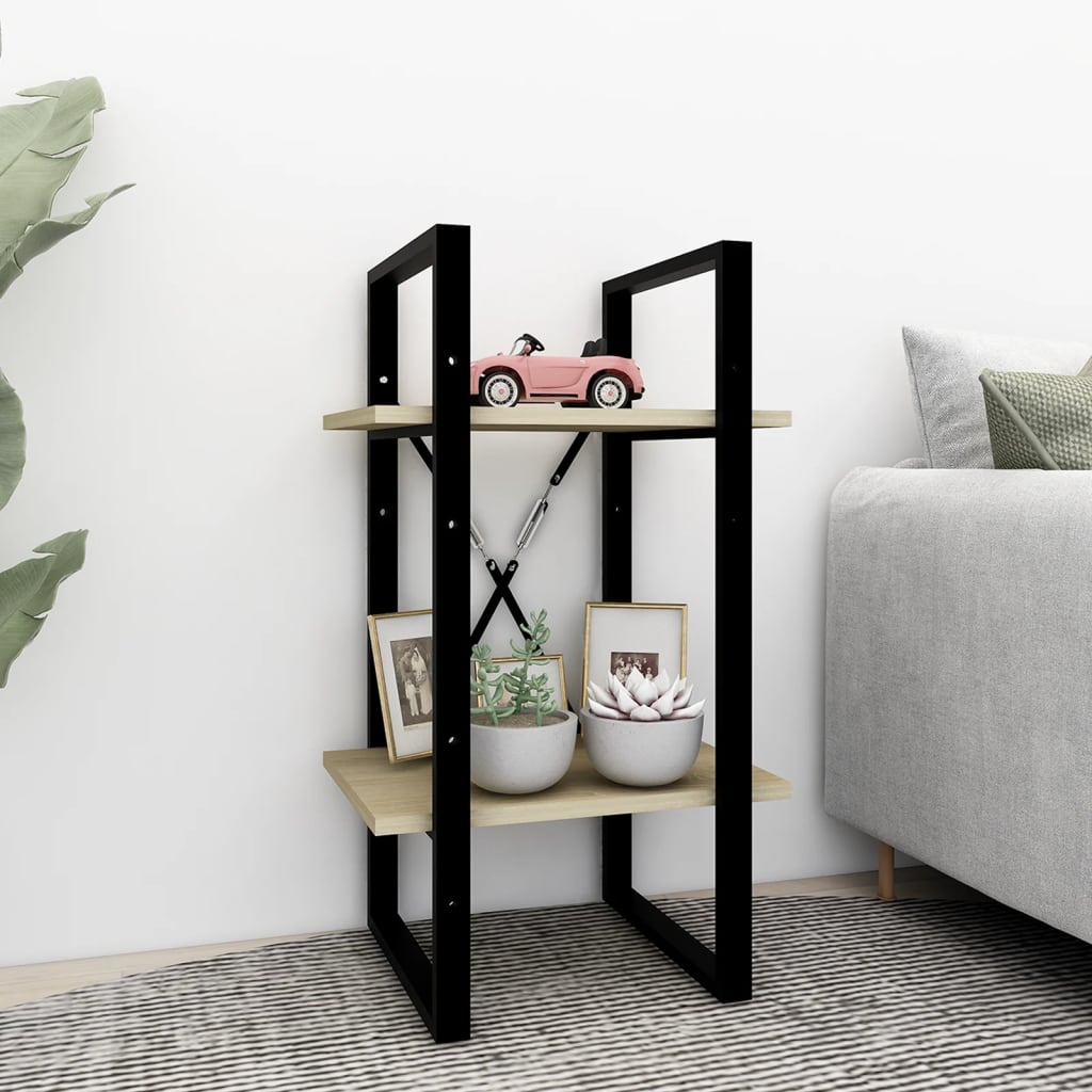 vidaXL bogreol med 2 hylder 40x30x70 cm konstrueret træ sonoma-eg