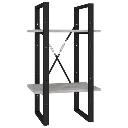 bogreol med 2 hylder 40x30x70 cm konstrueret træ betongrå