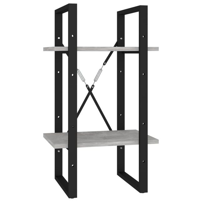 bogreol med 2 hylder 40x30x70 cm konstrueret træ betongrå