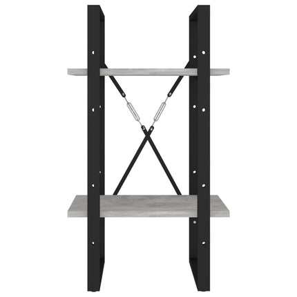 bogreol med 2 hylder 40x30x70 cm konstrueret træ betongrå