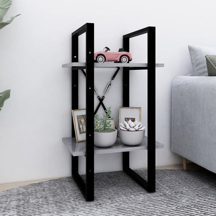bogreol med 2 hylder 40x30x70 cm konstrueret træ betongrå