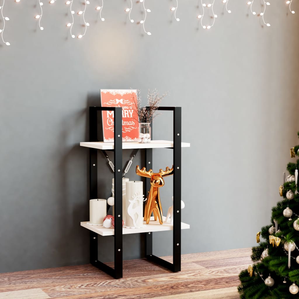 bogreol 40x30x70 cm 2 hylder massivt fyrretræ hvid billede