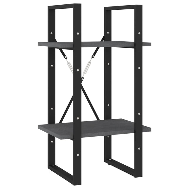 bogreol 40x30x70 cm 2 hylder massivt fyrretræ grå
