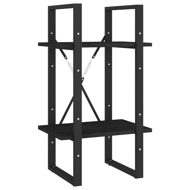 bogreol 40x30x70 cm 2 hylder massivt fyrretræ sort