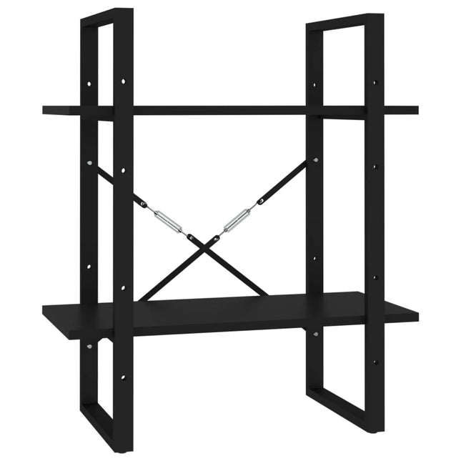 bogreol med 2 hylder 60x30x70 cm konstrueret træ sort