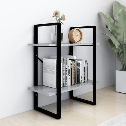 bogreol med 2 hylder 60x30x70 cm konstrueret træ betongrå