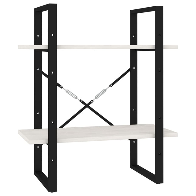bogreol 60x30x70 cm 2 hylder massivt fyrretræ hvid