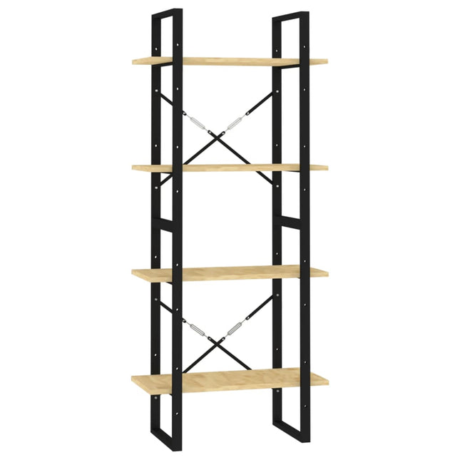 bogreol 60x30x140 cm 4 hylder massivt fyrretræ