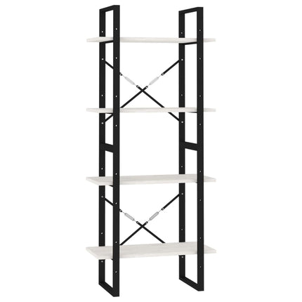 bogreol med 4 hylder 60x30x140 cm massivt fyrretræ hvid