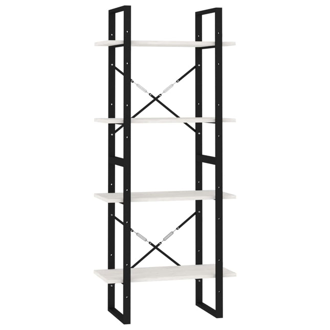bogreol med 4 hylder 60x30x140 cm massivt fyrretræ hvid